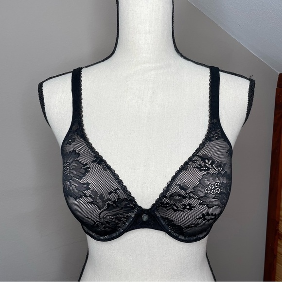 Victoria’s Secret Body By Victoria Lined Perfect Coverage Sheer Floral Bra 32D - Picture 1 of 6